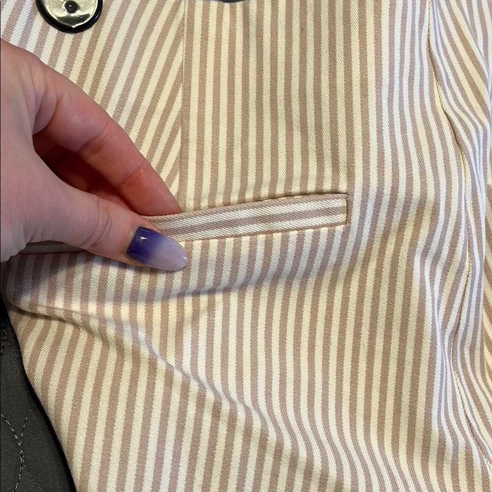 a new day Pull on pants White and Tan thin vertical stripes neutral classic - Picture 6 of 12